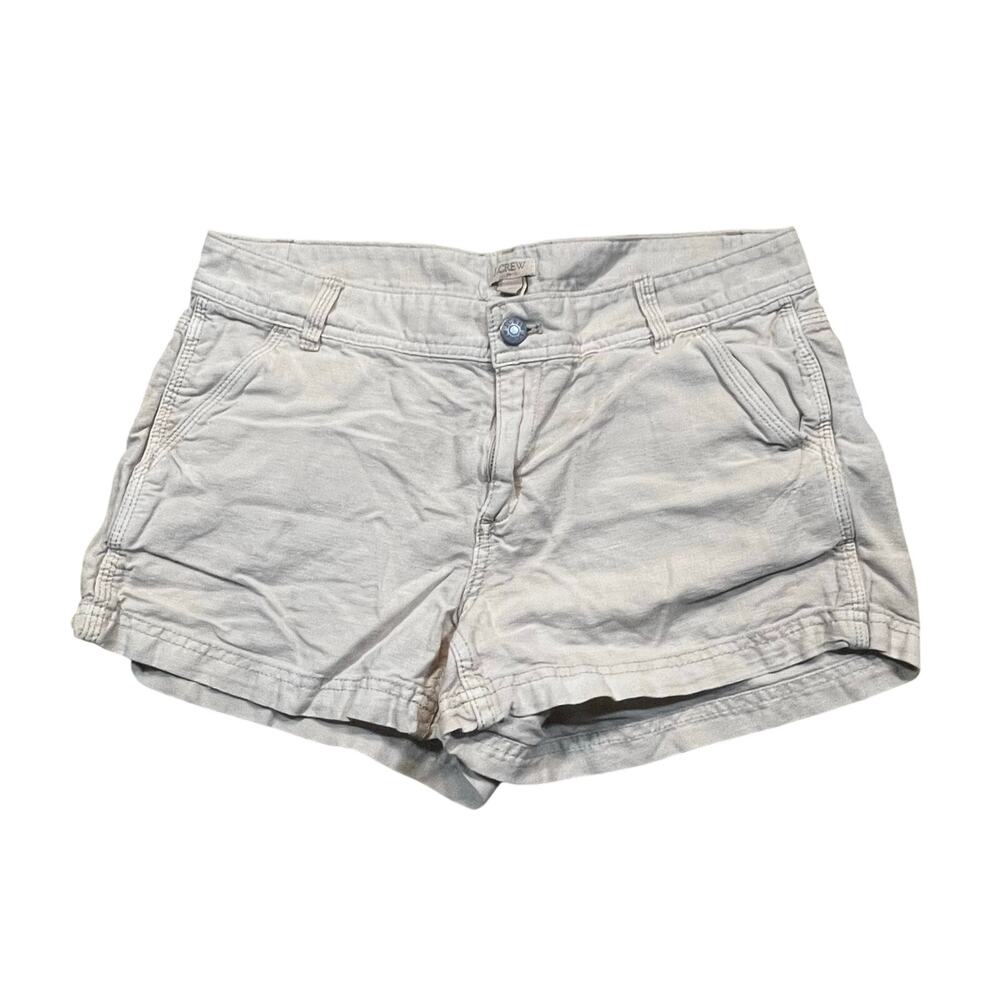 J.Crew Factory Linen Blend Shorts Womens 4 Beige Chino Casual Preppy Summer
